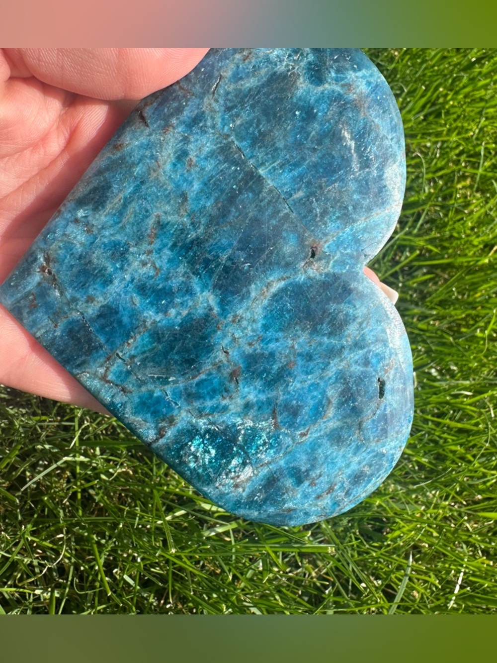 Blue Apatite Heart-Shaped Polished Stone